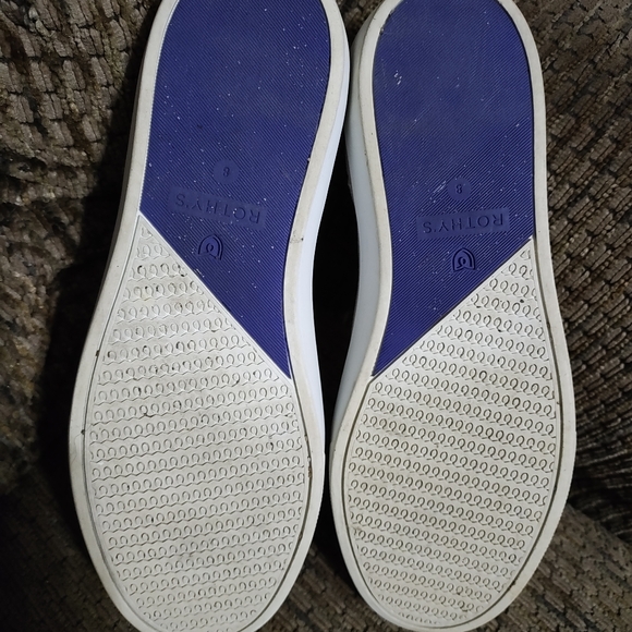 Rothy's Slip On Sneakers The Original Sand Beige Blue Women's Sz 8 Clean - Picture 11 of 11